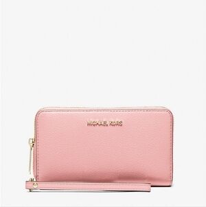 Michael Kors Large Pebbled Leather Smartphone Wristlet (Powder Blush)